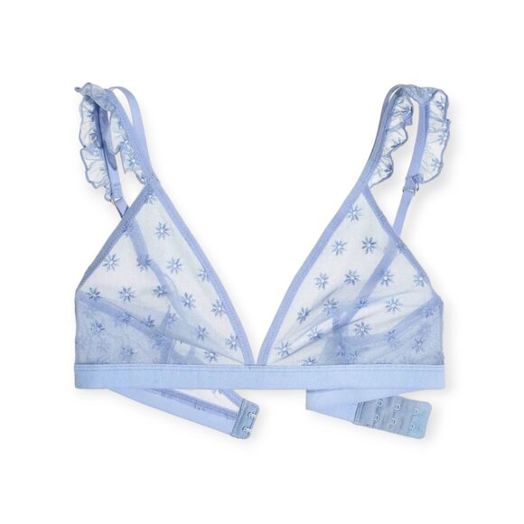 Madewell dusty blue floral embroidered mesh bralette in rainwashed peri size M - Picture 9 of 9